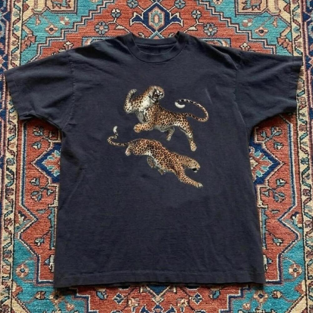 Black Leopard  T-Shirt With A Bold Graphic
